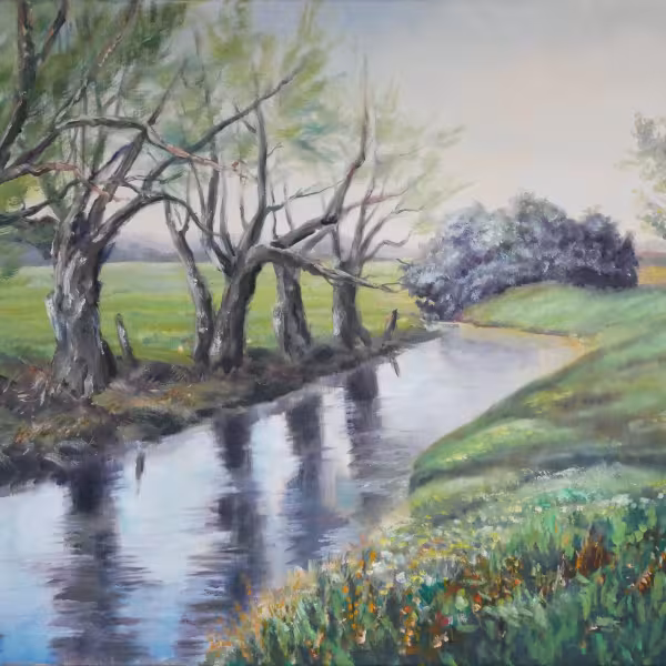 Kopfweiden am Fluss