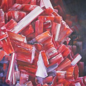 like a mineral, stacked in red
