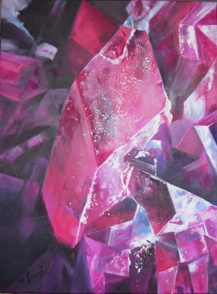 like a mineral, pink