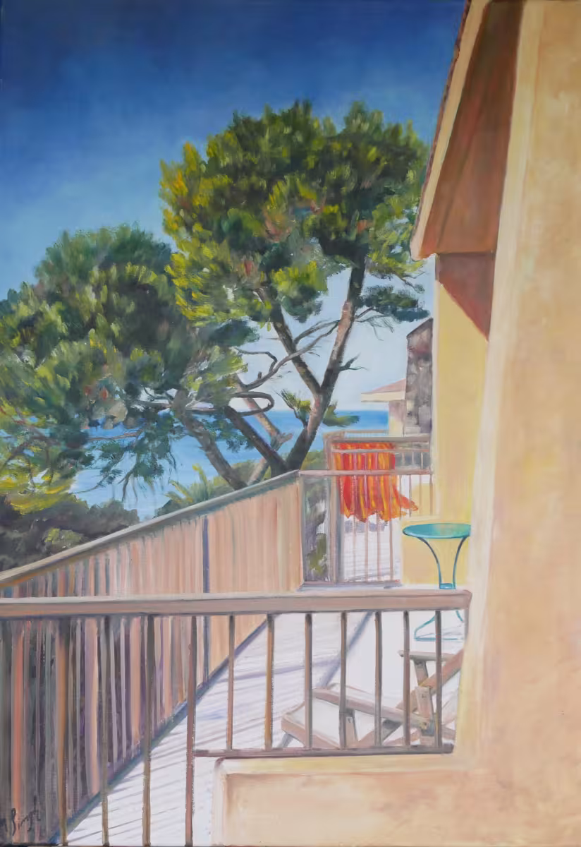 Castiglione della Pescaia, Toscana, Balkon mit Handtuch