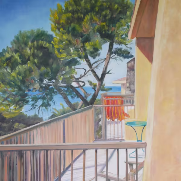 Castiglione della Pescaia, Toscana, Balkon mit Handtuch