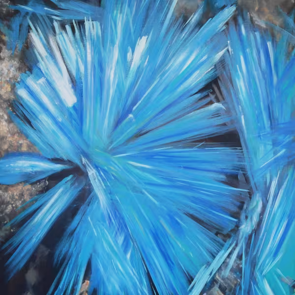 like a mineral, blau große Strahlen nah