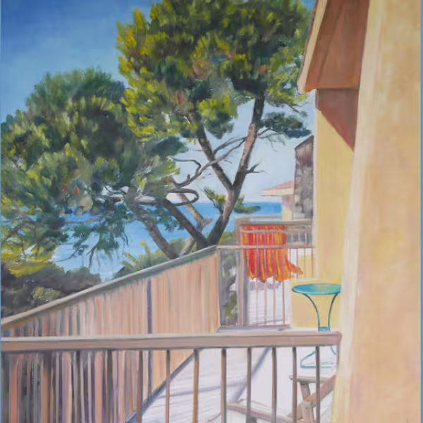 Castiglione della Pescaia, Toscana, Balkon mit Handtuch