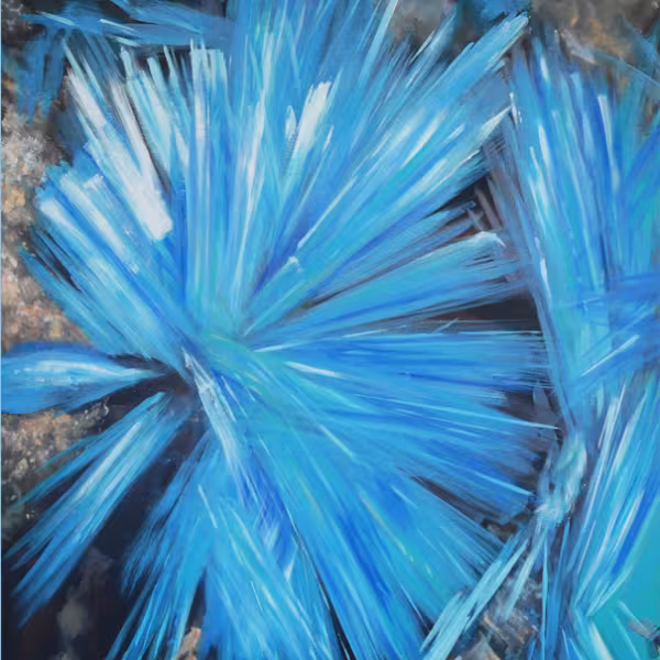 like a mineral, blau große Strahlen nah